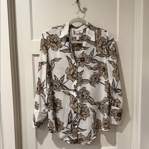 14th & Union White and Tan Floral Button Down Shirt